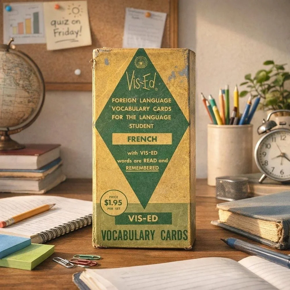 Vintage Vis-Ed French Vocabulary Cards Set 1000 Words Language Study